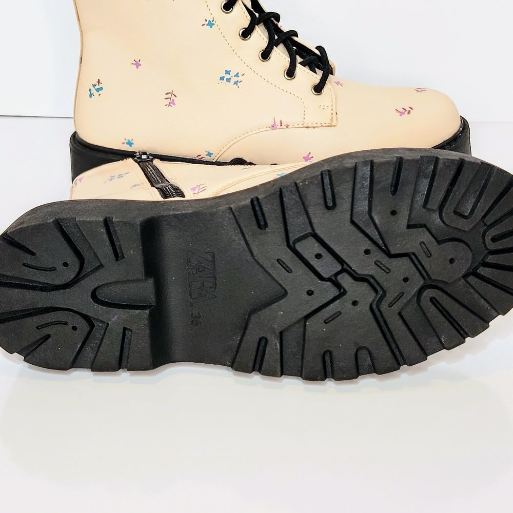 NWT Zara's Girl's Size 3.5 Floral Ankle Boots - Picture 7 of 12